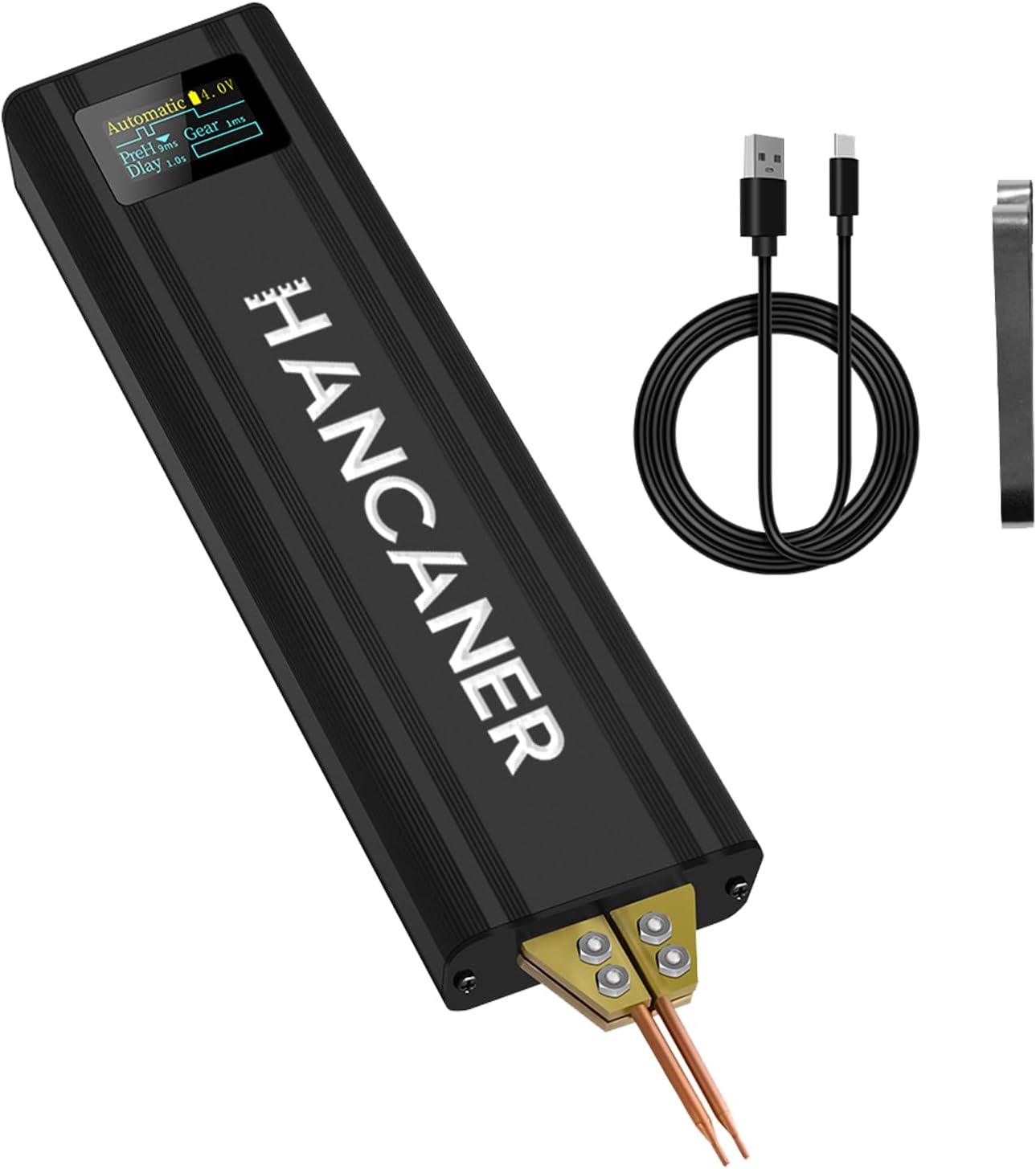 Battery Spot Welder, Hancaner Handheld Spot Welder 80 Gear Adjustable, Automatic & Manual Modes Battery Welder for 18650 Battery, Welding Nickel Sheets 0.1-0.15mm, Iron, Stainless Steel Sheets