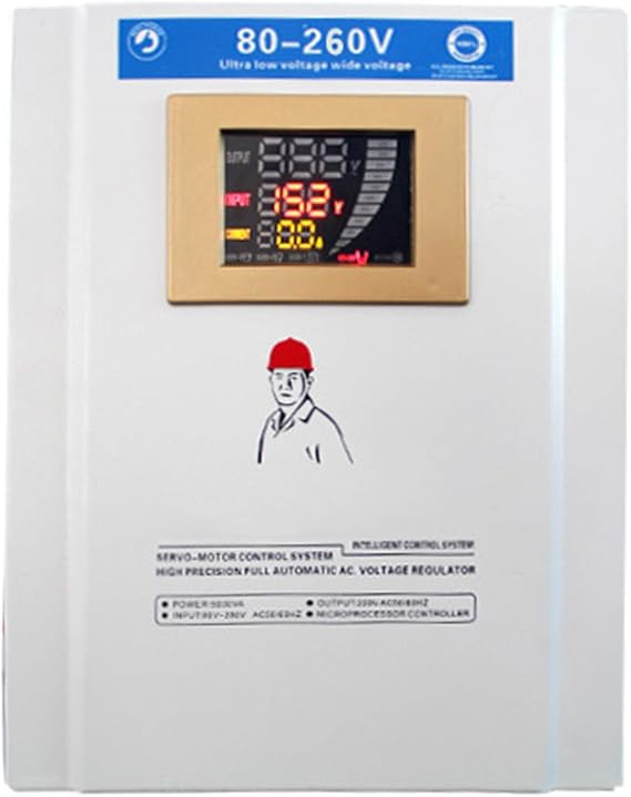 Automatic Voltage Stabilizer,Single Phase Home Use Regulator with LED Display Screen Output 220V Stabilizator Power Supply for Heavy-Duty Unstable Household Appliances (10KVA)