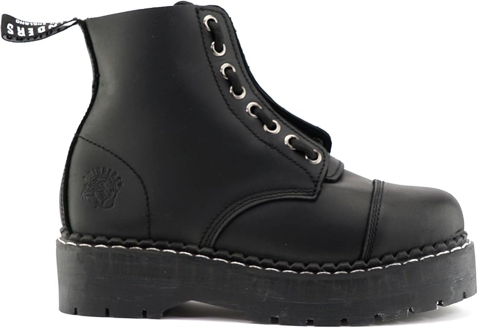 Grinders Unisex Black Cameron ACS Leather Ankle Casual Zip Boots
