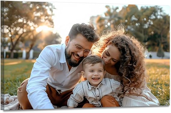 KALAWA Custom Canvas Wall Art, Personalized Picture to Canvas, Canvas Prints With Your Photo, Pictures for Pet Family, Gift for Mom Friend, Decor for Home Bedroom Framed Ready to Hang - 16L x 12W