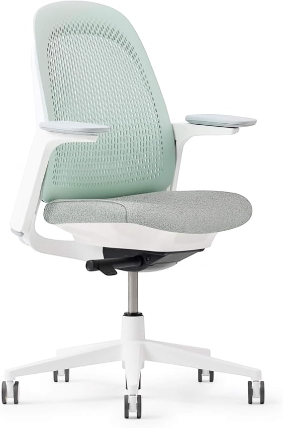 Haworth Breck Ergonomic Office Chair with Lumbar Support, Agave/White Trim