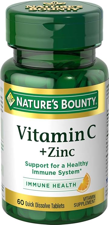Nature's Bounty Vitamin C + Zinc, Vitamin Supplement, 60mg, 60 Tablets