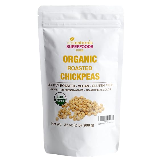 Organic Roasted Chickpeas 2 LB- USDA Organic Certified Healthy Snack, Lightly Roasted, No Oil, No Salt, No GMO & Gluten Free Product of Turkey