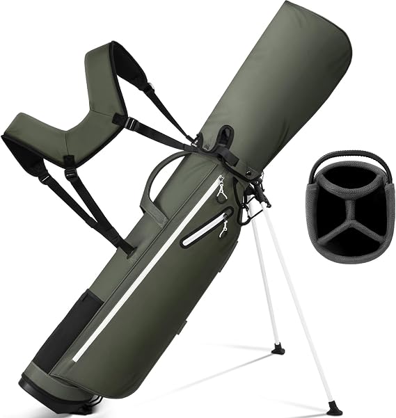 Lightweight Golf Stand Bag, 4-Way Full-Length Dividers, Holds Up to 10 Clubs, 3.7 lbs Golf Bag with Dual Straps & Stand for Driving Range, Par 3, and Standard Courses