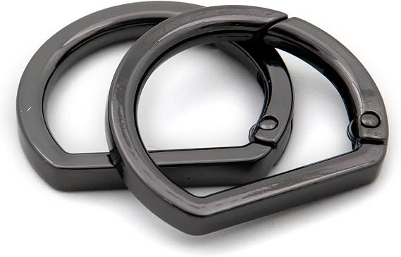 10pcs Metal Spring Key Ring,Spring Snap Hooks Clip Buckle,Flat D Ring for Purses (Gunmetal)