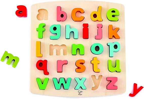 Hape Wooden Lower Alphabet Puzzle| Wooden ABC Letters Colorful Educational Learning Puzzle Toy Board for Toddlers