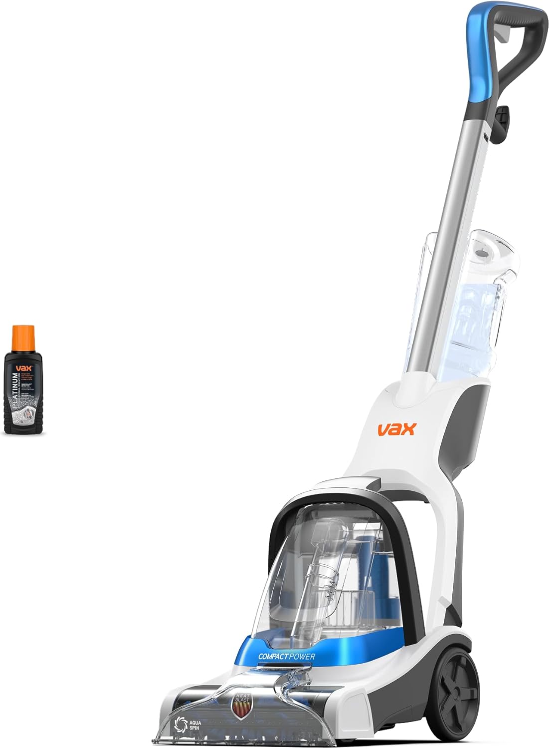 Vax Compact Power Carpet Cleaner Machine, Upright Portable Rug Shampooer Washer, Included Solution, Easy to Carry, White, 800W, 5.5kg, CWCPV011