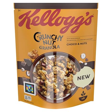 Kellogg's Crunchy Nut Granola Choco & Nuts (1 x 380 g) - Crunchy Cereal with Chocolate and Nuts - Chocolate Nut Granola with Whole Grain without Artificial Colours and Flavourings