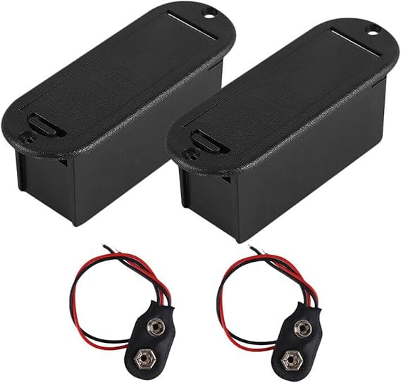 2Pcs 9V Battery Holder Case Box, Replacement Battery Case for Active Guitar Bass Electronics & Pedal DIY