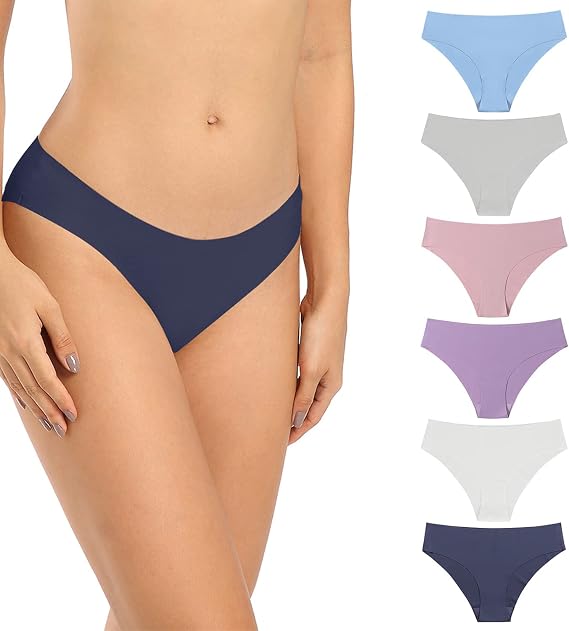 SHARICCA Women Seamless Cheeky Bikini No Show Panties Ladies Invisible Breathable Briefs Soft Stretch Underwear Multi Pack