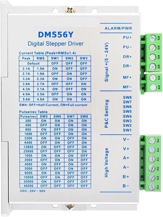 Motor Driver Digital Stepper Driver 1.7~5.6A 20-50VDC for Nema 23, 24 Stepper Motor DM556Y
