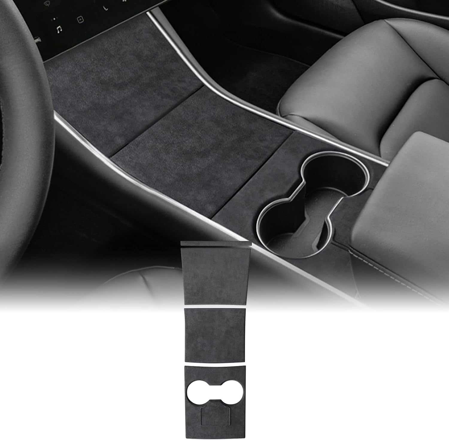 alcantarn Style Center Console Panel Trim Cover Sticker for Tesla Model 3 2017-2020 Console Storage Box Panel Cover Sticker Accessories（Black 4pcs