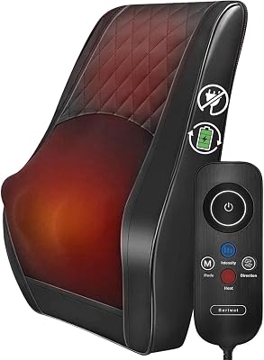 Boriwat Shiatsu Back Massager for Pain Relief Deep Tissue-Movable Electric Neck Back Massager with Heat- Rechargeable Massage Heated Lower Back Massage for OfficeHomeCar-Christmas Gift for Men Women