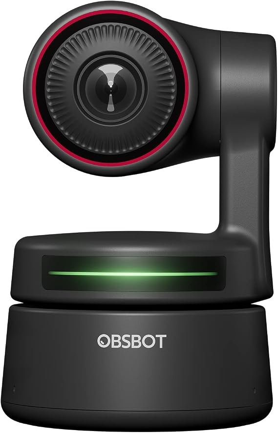 OBSBOT Tiny 4K PTZ Webcam HDR 12.8" Sensor Auto-Focus Dual Microphone AI-Tracking auto-framing Gesture Control for Teaching Live Streaming Video Meeting (4K)