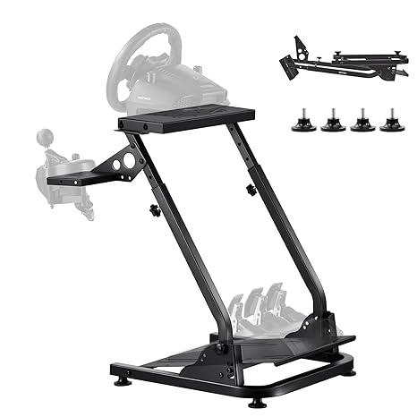 VEVOR Racing Wheel Stand, Adjustable & Foldable Simulator Stand for Logitech G29 G27 G920 G923, Thrustmaster T300RS T300GT T248 TS-PC TSXW Gaming Cockpit,Pedals Simulator NOT Included