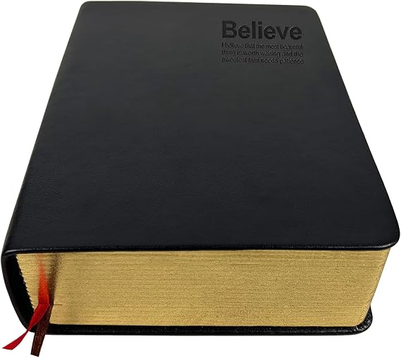 Thick Leather Journal Notebook Blank Premium Papers Writing Notebook with Golden Rim 440 Pages(220 Sheets) Travel Diary Ideal Gift for Anniversary Birthday Mothers Day (Black)