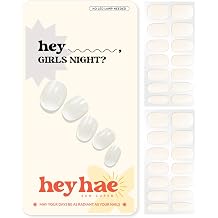 Heyhae Semi Cured Gel Nail Strips | Sun-Cured No LED Lamp Needed Easy Apply & Remove | Includes 28 strips, 1 Prep Pad, 1 Nail File & 1 Wooden Stick - Hey, Girls Night?