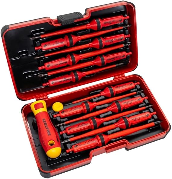 izeltas 1000V Insulated Electro Slim Screwdriver Set (14 Pieces)