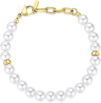 GAVU Mens Shell Pearl Bracelet, Pear Bracelet for Men