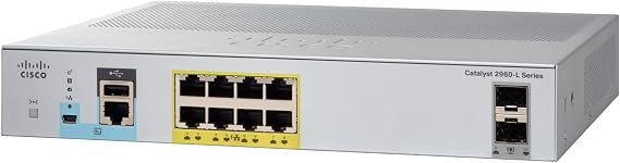 CISCO SYSTEMS WS-C2960L-8PS-LL Cisco Catalyst 2960L-8PS-LL - Switch - Managed - 8 x 10/100/1000 + 2 x Gigabit SFP (uplink) - desktop rack-mountable - PoE+ (67 W) - (Enterprise Computing > Switches & H