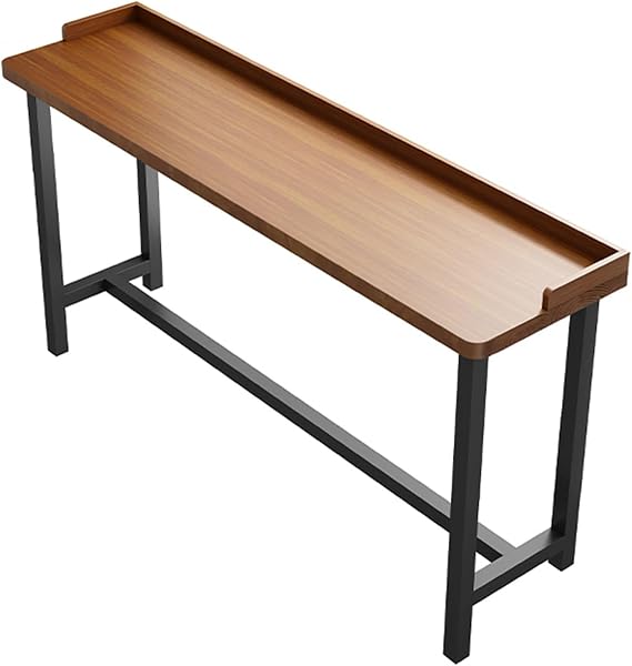 JSWHYBD Solid Wood Bar Table and Stool Set, Narrow Long Pub Height Table (41.3") with Metal Frame, Breakfast Counter for Kitchen, Living Room & Home Cafe 55.1"