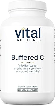 Vital Nutrients Buffered Vitamin C 500mg - Vegan Gentle Vitamin C for Sensitive Individuals* - Immune Support Supplement* - Gluten, Dairy and Soy Free - Non-GMO - 220 Capsules