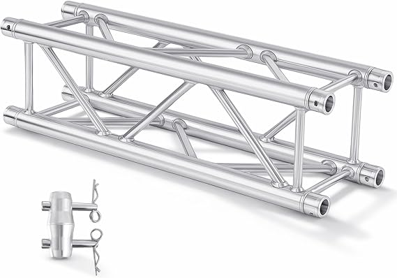 Tandefio 1 Pack DJ Light Truss Aluminum 12" x 12" Stage Truss, 3.28 ft | Stage Truss Systems, DJ Lighting Stand with 8 Couplers, 500 Pounds Load Capacity