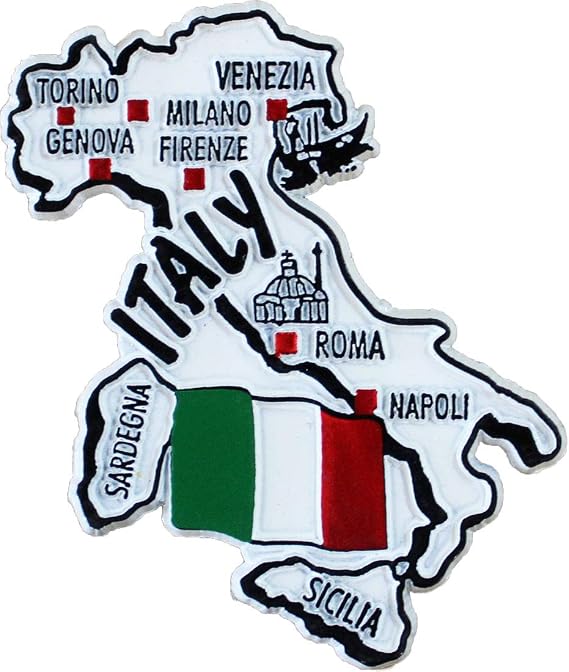 Italy Country Outline Refrigerator Magnet, Approximate Size 2 inch x 3 inch, Made in the USA