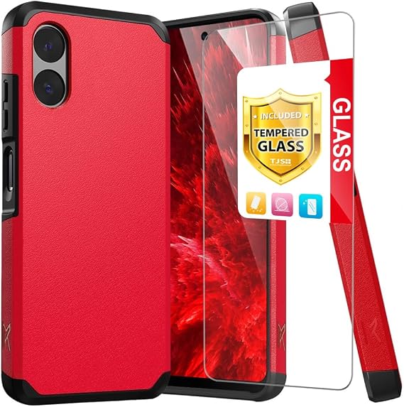 TJS Compatible for Motorola Moto G Play 4G (2024) Phone Case (Red)