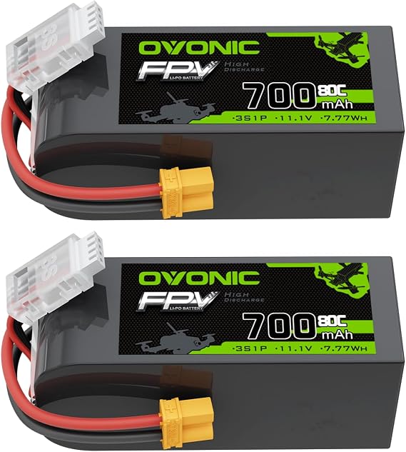 OVONIC 11.1V 80C 700mAh 3S Lipo Battery with XT30 Plug [1 Package Including 2 Batteries]