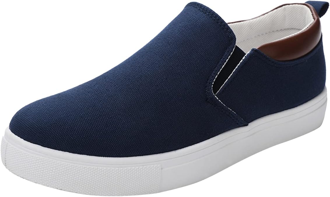 Men's Wide Canvas Casual Loafers Low Top Slip on Sneakers Leisure Fashion Soft Soles Shoes Comfortable Flats Classic Sneakers Walking Shoes