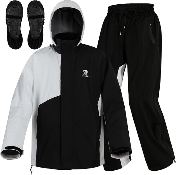 RainRider Rain Suit for Men Waterproof Lightweight 3-Piece Rain Gear