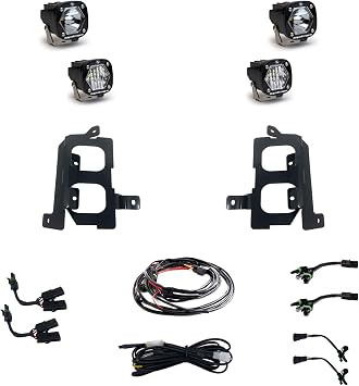 Baja Designs S1 LED Dual Fog Pocket Light Kit for GMC Sierra 1500 Truck 2019-22 (Wide Cornering/Spot Lens; Clear)