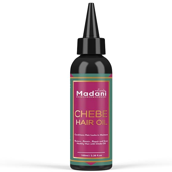 Madani Naturals Chebe Hair Oil for Hair Growth with African Chebe Powder and 10 in 1 Natural Oils for Hair Growth Stronger, Thicker, Longer Hair, for All Hair Types (3.3oz)