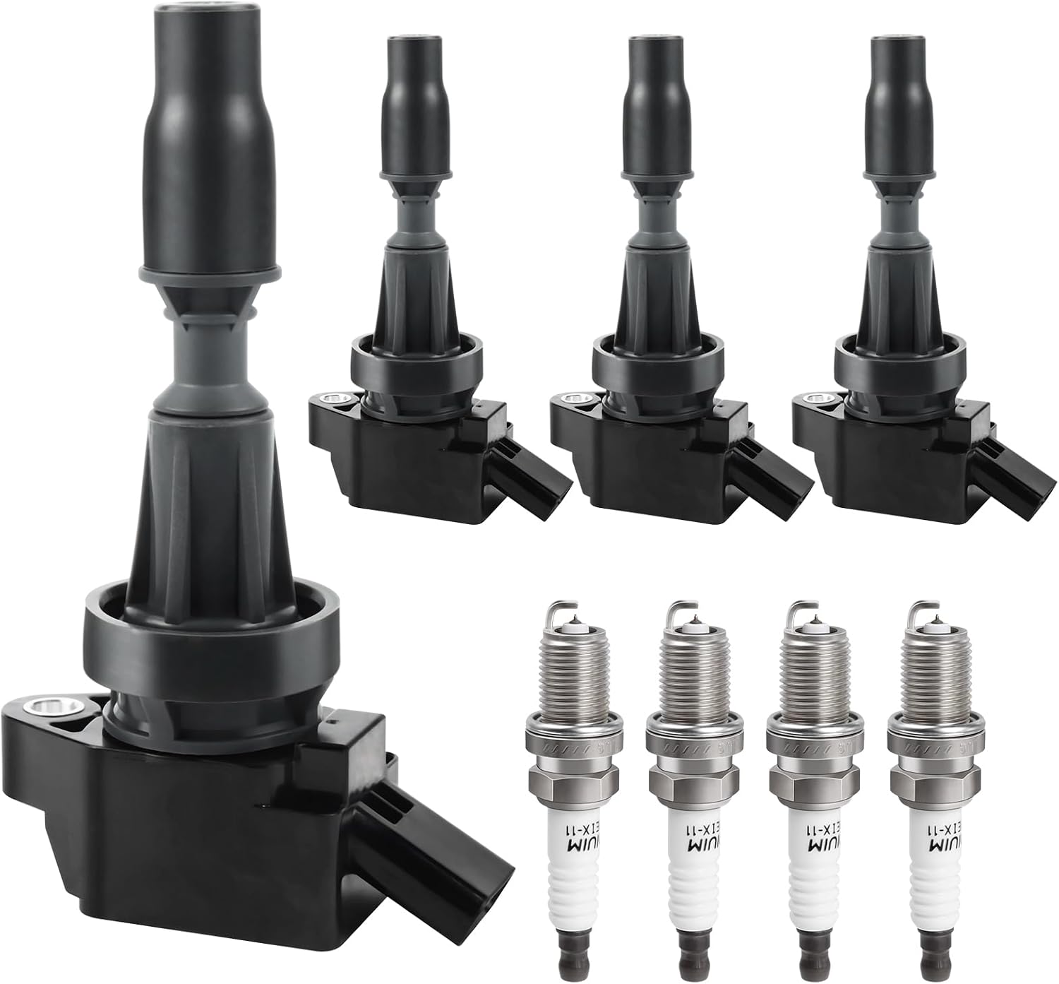 Ignition Coil Packs and Spark Plugs fit for Turbo L4 1.6L 1.6 2015 2016 2017 2018 2019 2020 Hyundai Sonata Tucson Elantra GT Veloster Kona, Kia Forte Forte5 Optima Soul, UF817, Set of 4