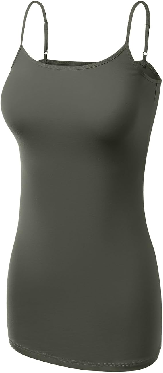 Women's Basic Cotton Adjustable Spaghetti Straps Cami T Shirts