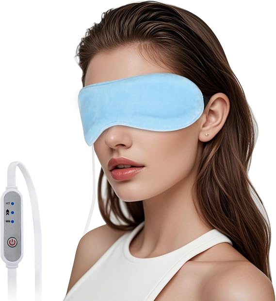 Heated Eye Mask, Graphene USB Warm Compress for Dry Eyes, Blepharitis, Stye and MGD Relief, 3 Temperature Levels with Washable Cover, Adjustable Strap