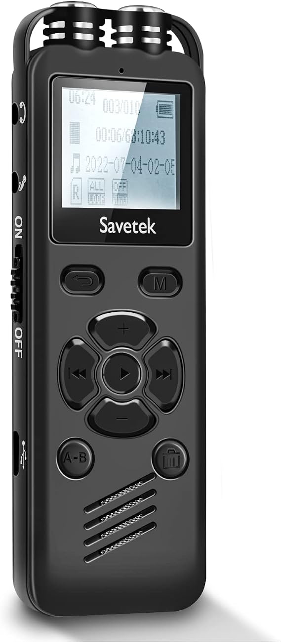 Digital Audio Recorder Voice Activated Noise Cancellation Savetek HiFi Mp3 Player Tape Recording for Meeting Lecture Interview (16GB)