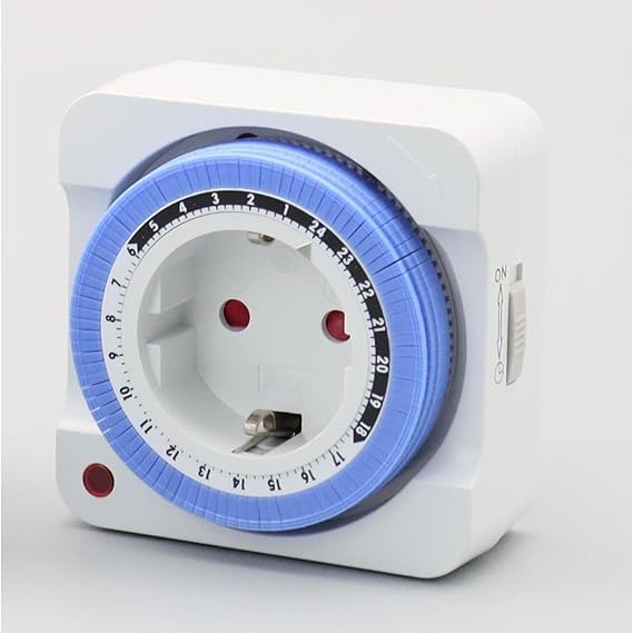 24-Hour Timer Outlet, Programmable Timer Switch 230V, Mechanical Indoor Plug in, Electrical Outlet Countdown EU Plug Socket, 2 Jacks