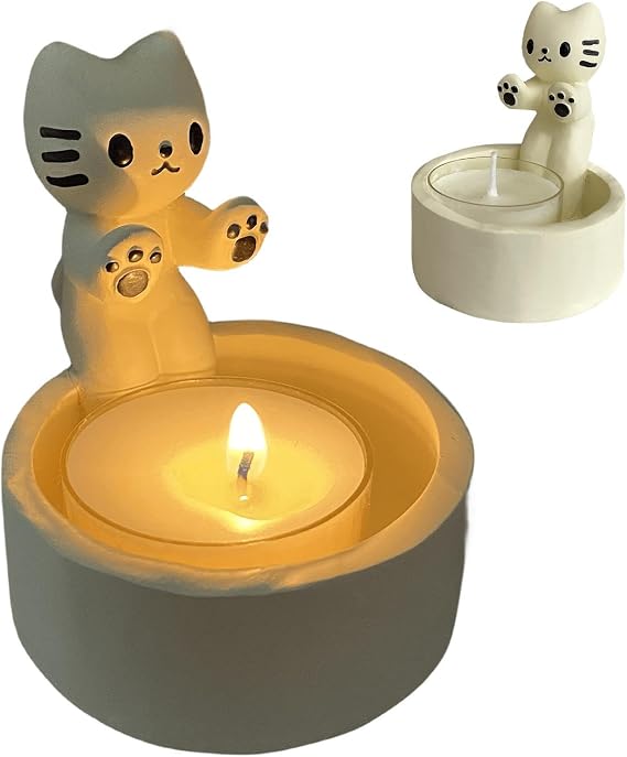 Cat Candle Holder Kitten Warming Paws Tea Light Cartoon Candle Holders Tangcii Cat Decor Gift for Cat Lover Girl Women