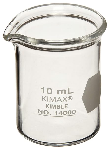 Kimax 14000-100 Glass Low Form Griffin Beaker with Double Capacity Scale, 20-80mL Graduation Interval, 100mL Capacity, 10mL Graduation, White (Pack of 12)