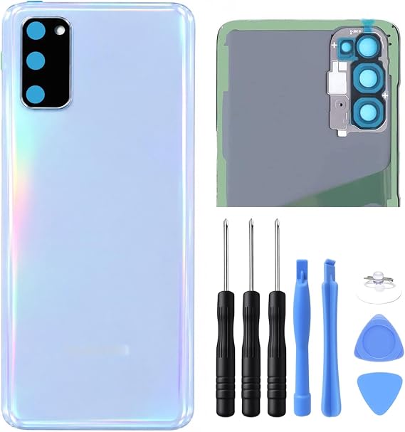ubrokeifixit Housing Galaxy S20 Rear Back Glass Cover Replacement for Samsung Galaxy S20 6.2" G980,S20 5G G981,S20 5G UW Verizon(NOT for S20+ 6.7",NOT for S20 Ultra 6.9") (Blue+Camera Lens)