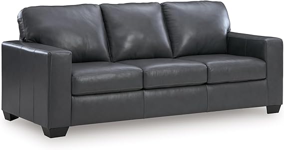 Signature Design by Ashley Blue Leather Match Sofa, No Assembly Required