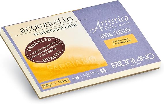 Fabriano Artistico Watercolor Block, 5 x 7, Extra White