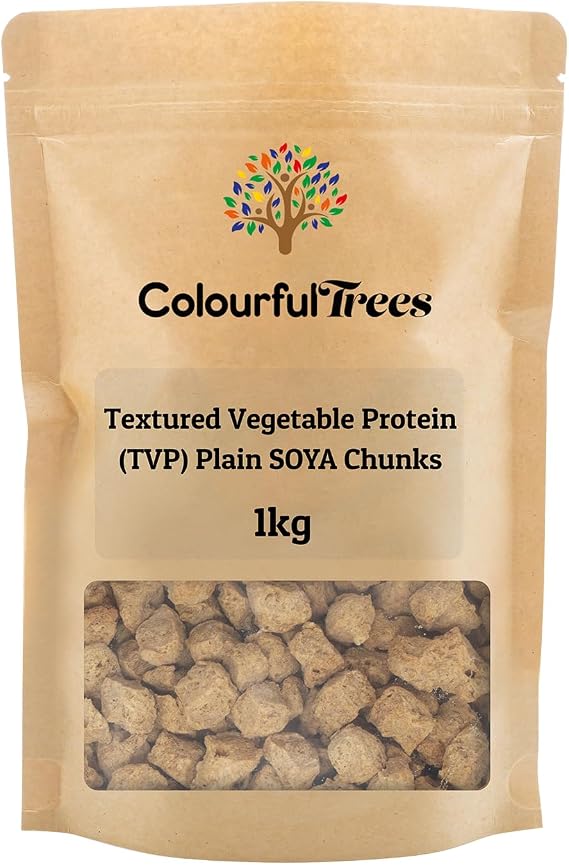 Textured Vegetable Protein (TVP) – Plain SOYA Chunks 1kg by Colourful Trees