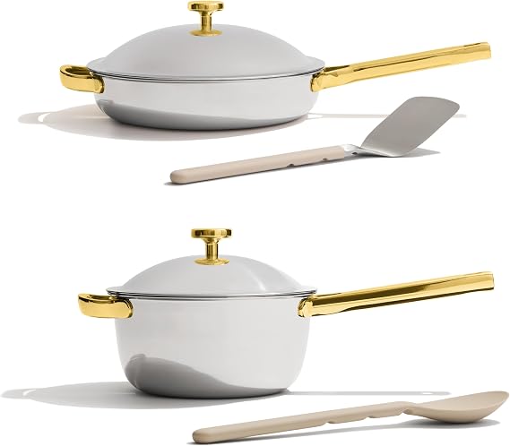 Our Place Titanium Pro Mini Cookware Duo – Always Pan & Perfect Pot with Nonstick No-Coating Technology | Tri-Ply Titanium & Stainless Steel | Safe for Oven, Induction & Cooktops up to 400°C | Gold