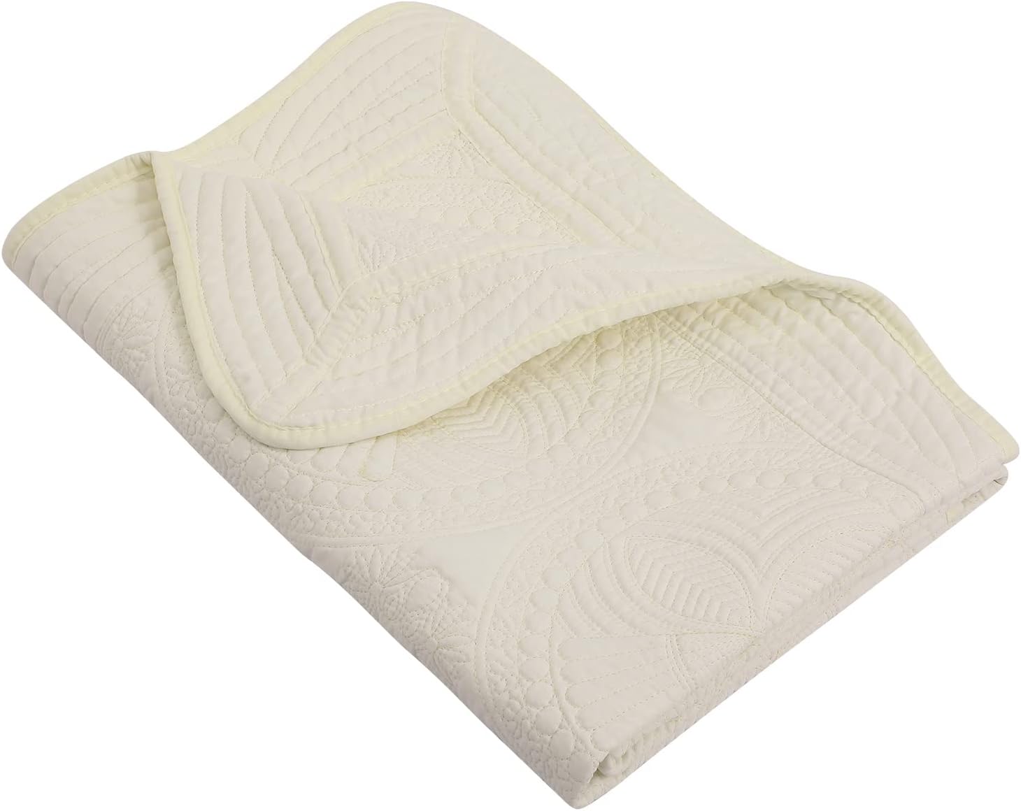 MONOBLANKS Baby Quilt Personlized Monogram Lightweight Embossed Scalloped Throw Blanket Four Seasons Light Yellow