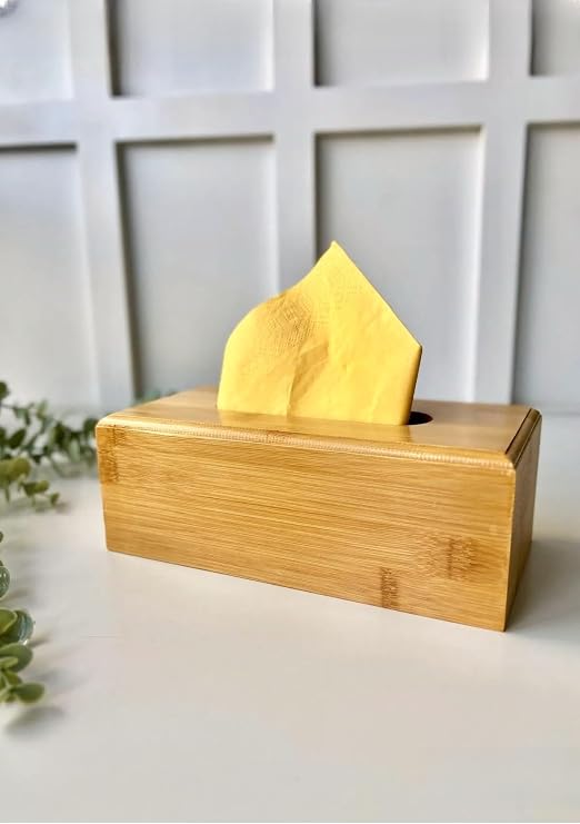 Bambu Peçetelik, 23 cm Masaüstü Peçete Kutusu, Bambu Kağıt Mendil Kutusu Kahverengi 23 x 13