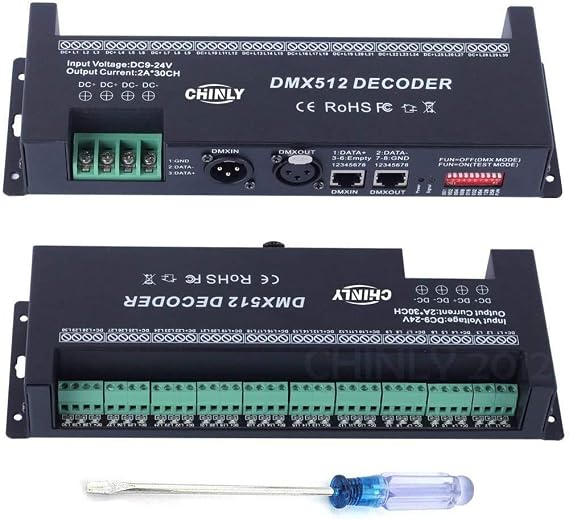 30 Channel DMX decoder 512 RGB LED Strip Controller DMX dimmer DC9V-24V 2A/CH