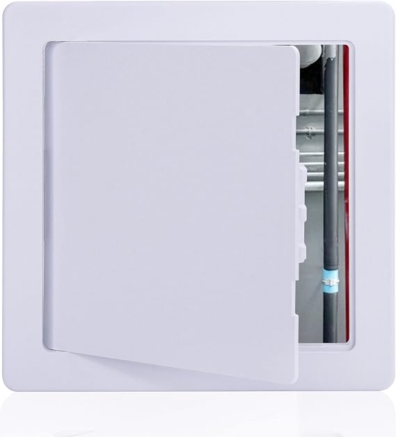 Access Panel 6x6 Inch, Wall & Ceiling Access Door for Plumbing Repair | Lightweight Yet Durable Plastic Construction with Smooth White Finish. Easy to Install with a Clean Built-In Appearance